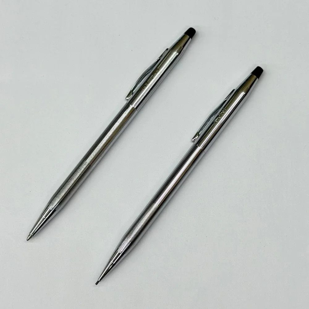 Vintage Cross Century Lustrous Chrome Ballpoint‎ Pen and Pencil Set RJF USA